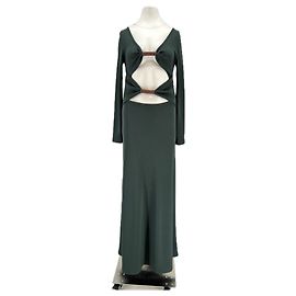Autre Marque Dunkelgrünes Lochkleid