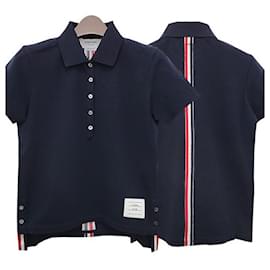 Polo T-shirt classico a tre strisce per donne in blu navy - Thom Browne