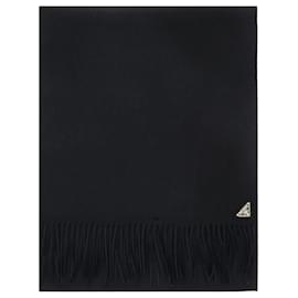 Sciarpa in seta e cashmere con logo e frange - Prada
