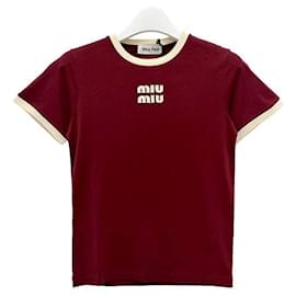 Gerades T-Shirt mit Logo Amaranth - Miu Miu