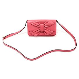 Valentino Borsa a tracolla in pelle rosa profondo con nastro