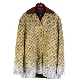 Gucci Gepolsterter Mantel aus GG-Canvas mit Farbverlauf-Kristall
