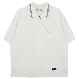 Polo in Piquet di Cotone con Zip - Miu Miu