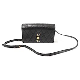 Borsa a spalla in agnello nero, trapuntata a diamante, con catena e finitura dorata Angi - Saint Laurent