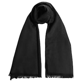 Sciarpa bicolore in lana e seta GG jacquard nera - Gucci