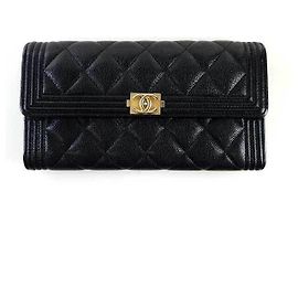 Chanel Langer Geldbeutel mit Klappe Boy Caviar