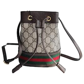 Mini borsa a secchiello Ophidia GG in tela beige - Gucci
