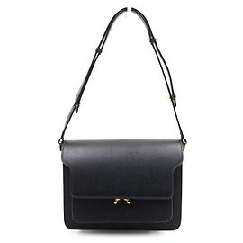 Marni Sac à bandoulière en cuir Saffiano noir TRUNK