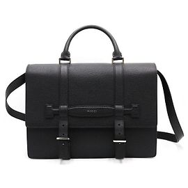 Gucci Borsa a tracolla in pelle nera con fibbia media e logo argentato