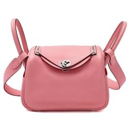 Lindy Mini Evercolor Rose Azalee Tote- und Schultertasche mit silberner Hardware - Hermès