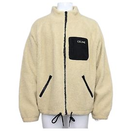 Céline Herren Fleece-Jacke im Loose Fit in Beige