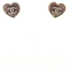 Chanel Pendientes de cristal en forma de corazón CC