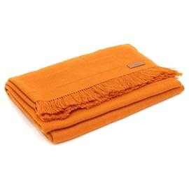 Hermès Sciarpa Rayee Arancione in Cashmere Unisex