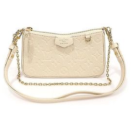 Louis Vuitton Einfache Tasche mit Riemen Creme Beige Monogramm Empreinte