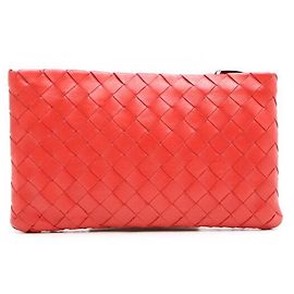 Bottega Veneta Rote Reißverschluss-Clutch Intrecciato