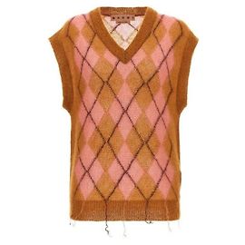 Marni Gilet in mohair leggero con motivo argyle