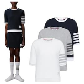 Texturiertes Baumwoll-T-Shirt mit kurzen Ärmeln - Thom Browne