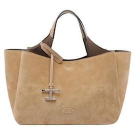 Borsa mini tote in suede con logo - Tod's