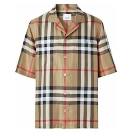Kurzarm-Hemd aus Seide mit Karomuster - Burberry