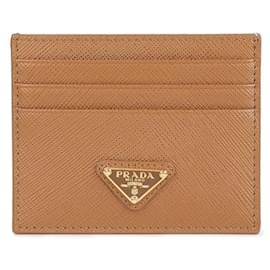 Tarjetero de cuero Saffiano con logo en triángulo - Prada