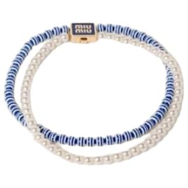 Metal and Faux Pearl Choker - Miu Miu