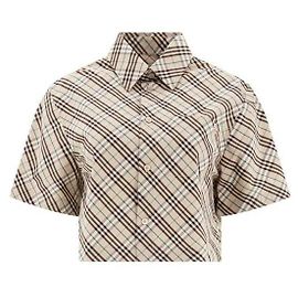 Burberry Camisa de algodão xadrez de manga curta