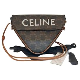 Borsa a tracolla in tela tan Triomphe Triangle - Céline