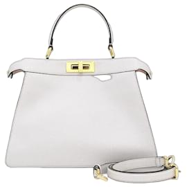 Mittlere Peekaboo SEE YOU Tote- und Schultertasche aus hellgrauem Leder - Fendi