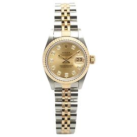 Rolex Orologio Combo da Donna Datejust in Oro Champagne con Diamanti