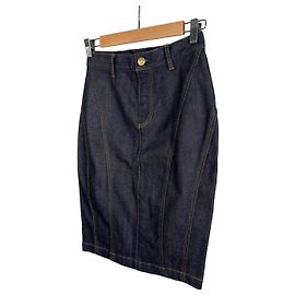 Burberry Damen Denim Midi-Rock in Indigo-Blau