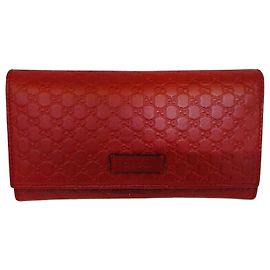Gucci Micro billetera de cuero burdeos