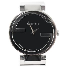 Gucci Kleine Damenarmbanduhr aus Stahl mit ineinandergreifendem Quarz