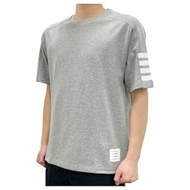 Kurzarm-T-Shirt mit seitlichem Schlitz Hellgrau - Thom Browne