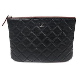 Chanel Clutch Classico Medio in Pelle Nera Caviar Argento
