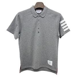 Polo aus Baumwoll-Piqué mit Detail in Hellgrau - Thom Browne