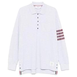 Langarm-Polo aus Strick mit vier Streifen - Thom Browne