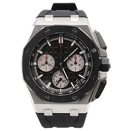 Audemars Piguet Herrenarmbanduhr Royal Oak Offshore Stahl Chronograph Schwarz Automatik mit Gummiband