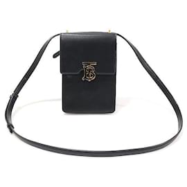 TB Robin Mini Schultertasche aus schwarzem glattem Kalbsleder - Burberry