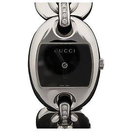 Gucci Orologio da donna in acciaio, quarzo, diamante e bracciale Marina