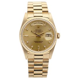 Rolex Orologio Vintage Day-Date Original in Oro Giallo con Diamanti