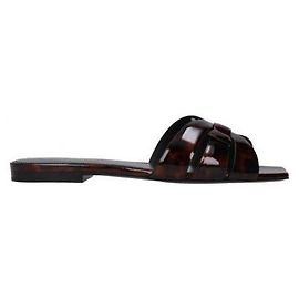 Saint Laurent Tribute Flache Mule aus Lackleder in Schildpatt-Optik