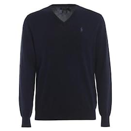 Ralph Lauren Pima-Baumwollpullover mit V-Ausschnitt und Pony-Logo-Stickerei
