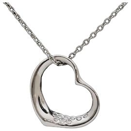 Tiffany & Co Collana in Platino con Diamante a Forma di Cuore Aperto
