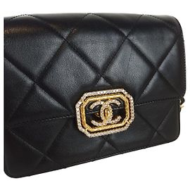 Chanel Borsa a spalla in pelle di vitello Strass