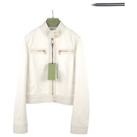 Gucci GG Canvas Jacket with Leather Trimming