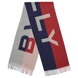 Sciarpa a frange bicolore in jacquard con logo - Bally
