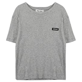 Jersey-T-Shirt mit Rand - Miu Miu