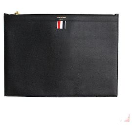Pochette en cuir noir Thom Browne