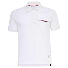 Polo mit Tasche Drei Streifen Weiß - Thom Browne