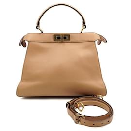 Braune Leder Peekaboo See Medium Tote Tasche - Fendi